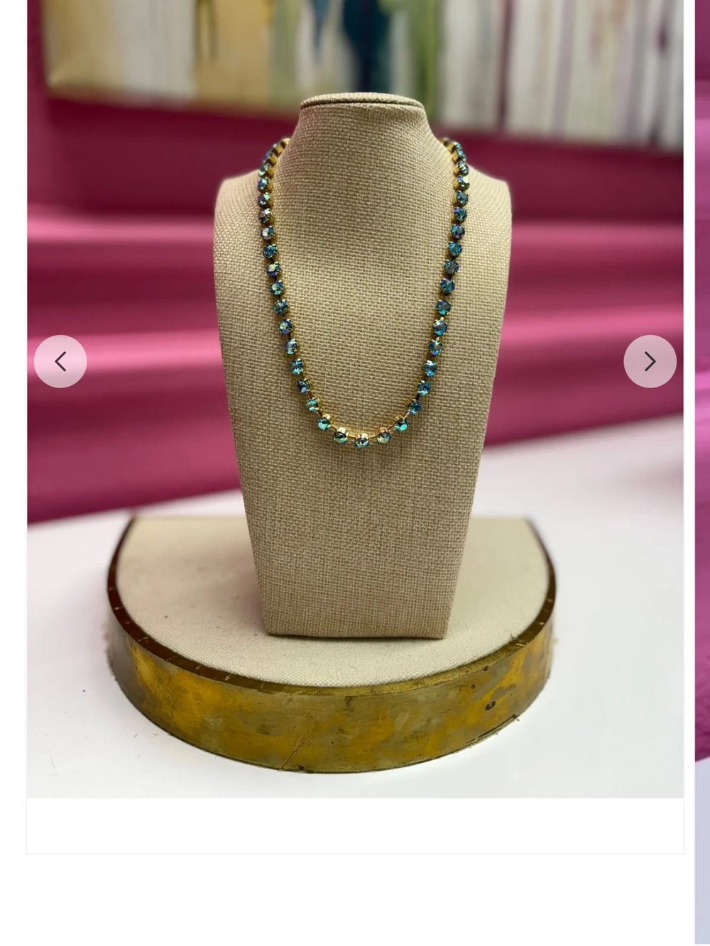 TOVA Sarina AquamarineAurora Crystal Strand Necklace - Blue-Green